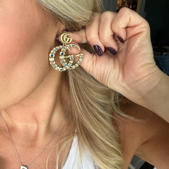 Gucci Double G Multi-Color Gemstone Dangle Earrings! Brand new! - Picture 6 of 6